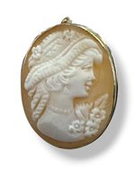 Brooch Mandile 1922 Woman Cammei  in Silver Conchiglia 2MSPC11